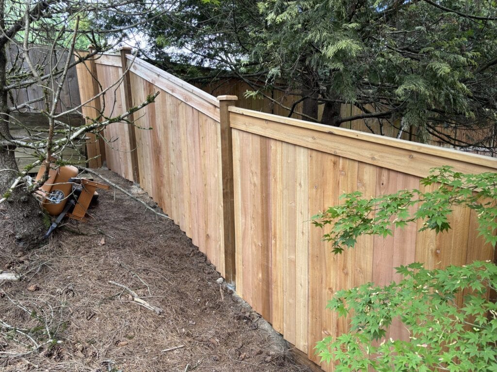 Six-foot full-panel cedar privacy fence installed by Golden Fence in Kirkland