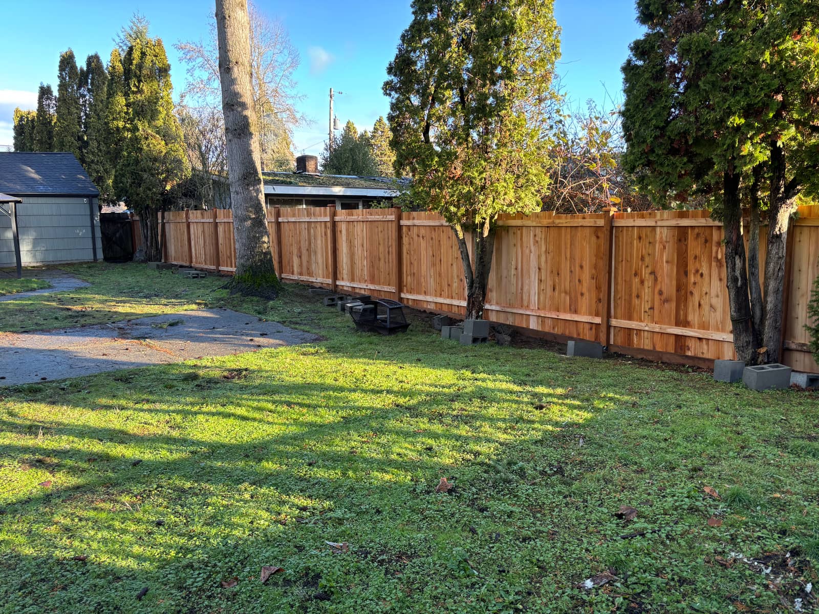 Completed six-foot Estate Style cedar fence in Seattle