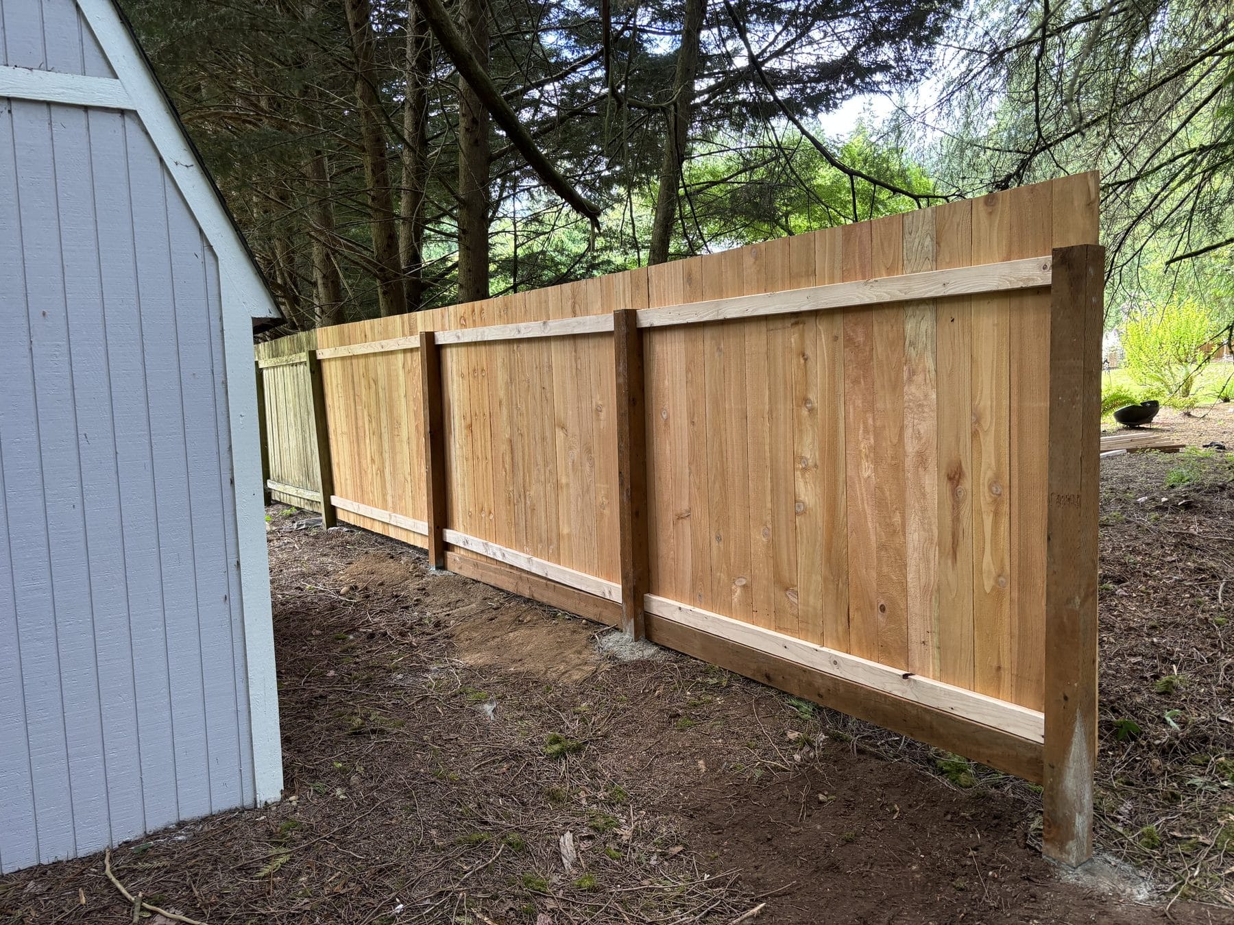Three estate style cedar fence panels replaced in Woodinville WA